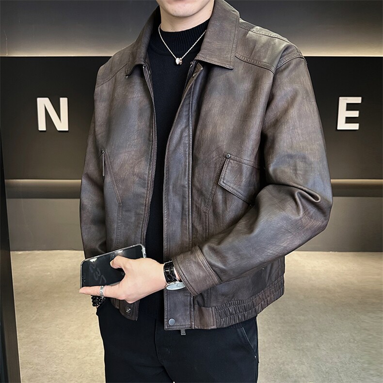 秋季皮夹克宽松偏大男装皮衣2025新款品质外套C317-JK511-P140图片