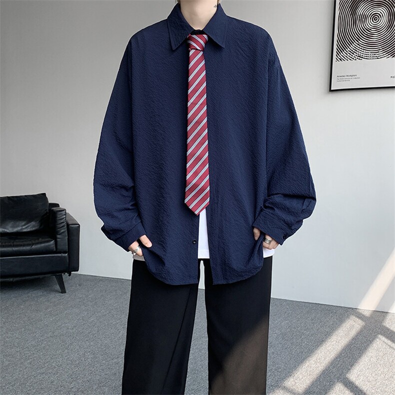 8XL-M泡泡纱盐缩肌理长袖衬衫男夏季冰丝外套防晒衬衣CS29007P40,男装衬衫,电商B312