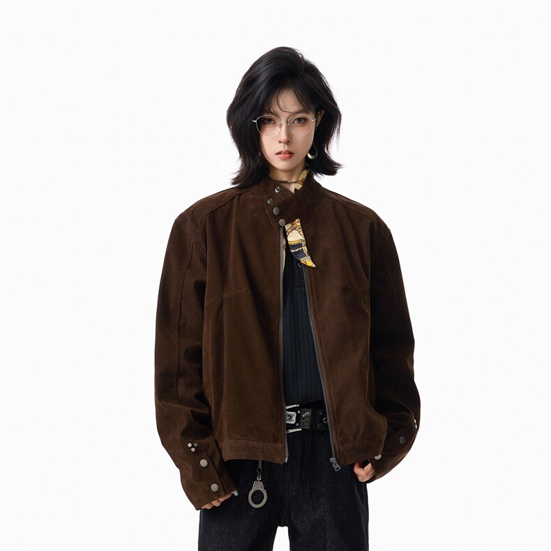 1506-1/JF2261麂皮绒加厚原版做工/P67复古绒皮立领夹克男女冬，男装夹克，星座1506-1