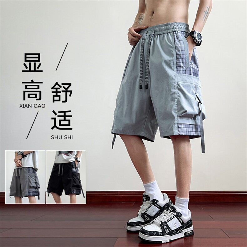 红木地板夏季冰感卫裤休闲短裤男拼接工装裤五分裤A436-2512-P40,男装休闲裤,电商A436