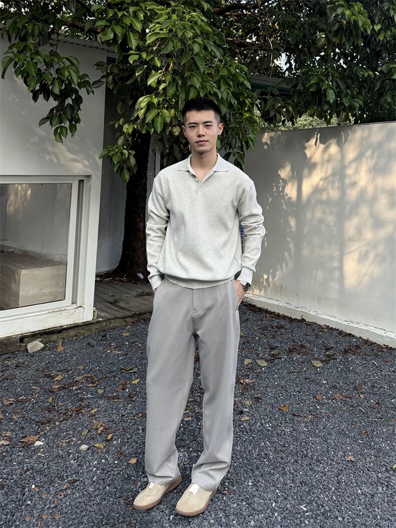 秋冬老钱风极简翻领polo毛衣针织衫H58019-P70,男装针织衫/毛衣,星座1012-1