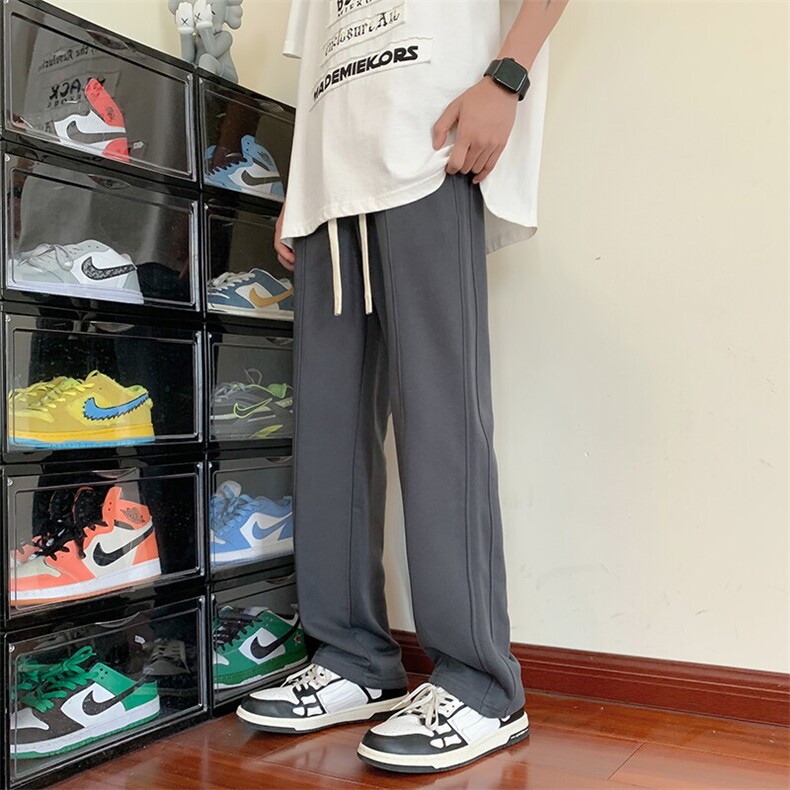 韩版ins复古小众港味宽松百搭休闲阔腿裤长裤KK315-35图片