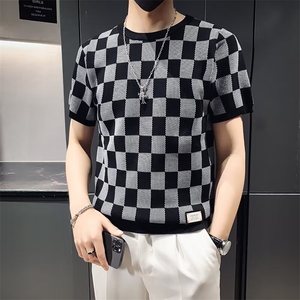 春秋季男士修身圆领针织短袖T恤冰爽丝打底衫毛衣体恤衫 M859图片