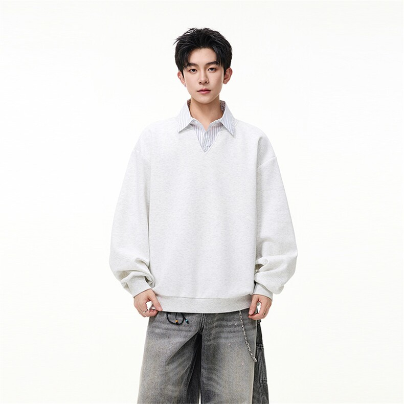 春季高品质新款卫衣夹两件宽松百搭叠穿衣男女C64136-TP4079,男装卫衣,电商A102