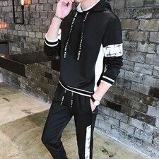 卫衣套装男2023新款秋季潮流连帽衫上衣休闲两件套J01P60,男装休闲套装,电商A086