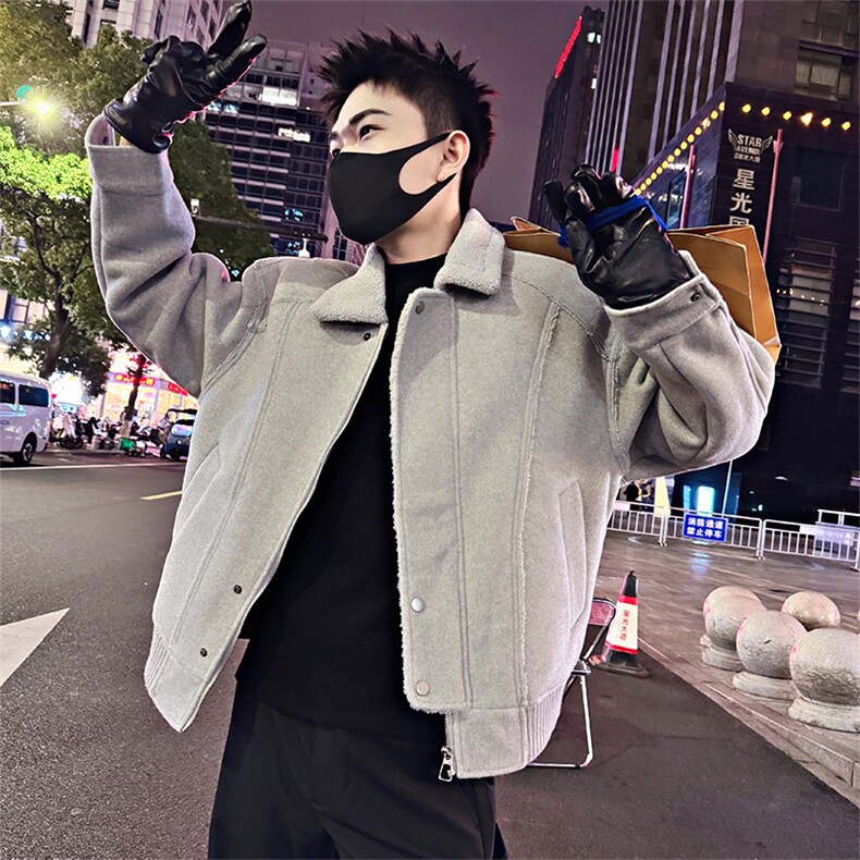 B40/特P138控178冬季痞帅颗粒绒加厚棉服外套百搭呢子棉衣男深灰1,男装棉衣,星座305B