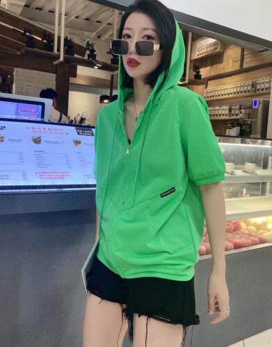 现货带帽休闲开衫卫衣，女装卫衣/绒衫，悠奈尔