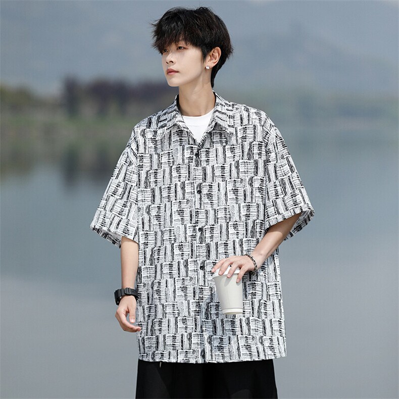 8XL-M花衬衫男款短袖夏季冰丝薄款花衬衣大码寸衫外套DC28013P38图片