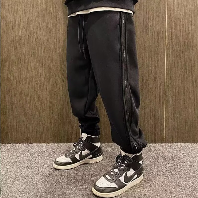 卫裤男秋冬季休闲运动裤男宽松束脚长裤青少年黑色加绒裤子男,男装休闲裤,星座1210-1