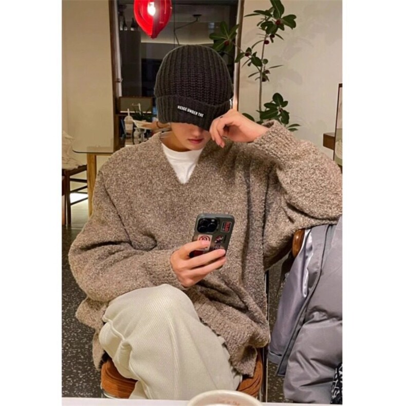 【有货】亨利领毛衣美式v领针织衫MY5534特P59,男装针织衫/毛衣,星座908-1