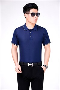 2023夏装新款短袖t恤中年冰丝polo衫男士夏季宽松免烫男装上衣服图片