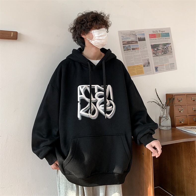CY1003-TP55控价78港风发泡印花卫衣春季2023潮流连帽外套男,男装卫衣,电商A102-1