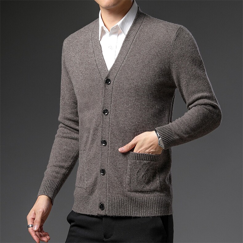 BSS6061加厚全羊毛羊毛衫男外套针织衫鸡心领开衫毛衣P190,男装针织衫/毛衣,电商B360