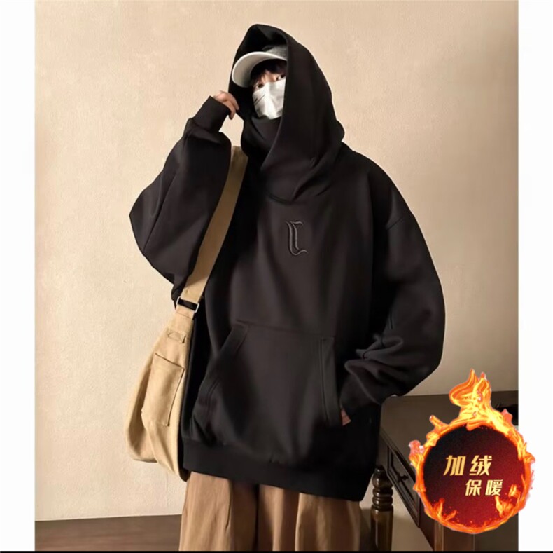 加绒美式高街卫衣男连帽字母刺绣帅2025冬季新款ins外套WB186-P51,女装短外套,星座412