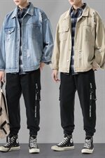 男士休闲套装2021新款青少年韩版搭配牛仔夹克三件套DF150T，男装夹克，电商A102