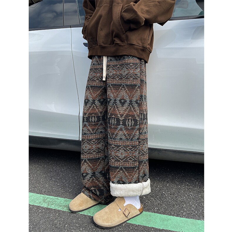8XL-M羊羔绒裤子男冬季加绒加厚民族风重磅针织棉裤大码KZ023P78,男装民族服装,电商B312