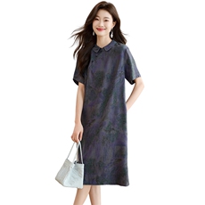 大码新中式旗袍改良复古风连衣裙女夏装气质胖mm宽松显瘦掐腰裙子，女装连衣裙，韩派