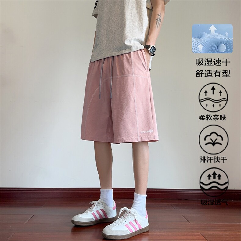 特批P25无差价夏季港风速干明线冰丝凉感宽松轻薄五分裤男DK5845图片