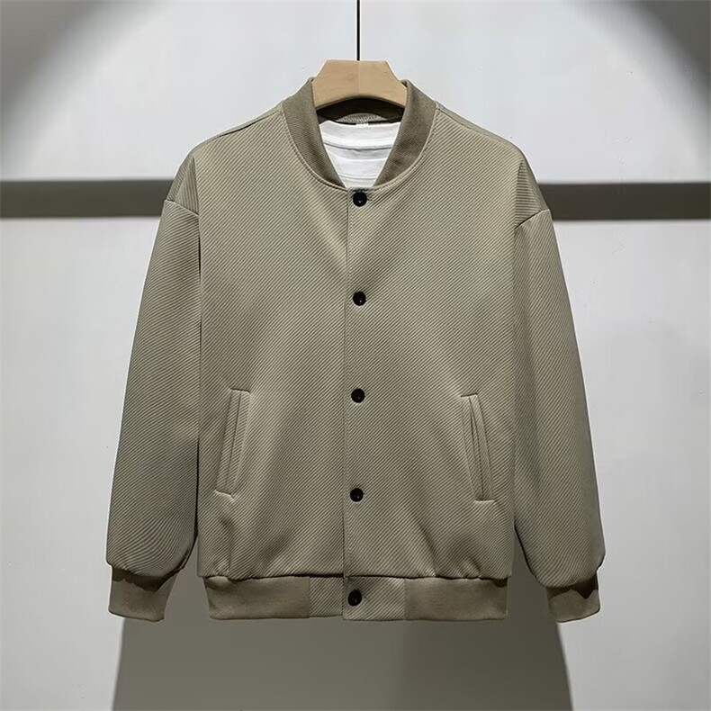 男士纯色简约秋冬通勤款棒球服外套高级感韩版针织斜纹短款夹克衫,男装夹克,星座1013