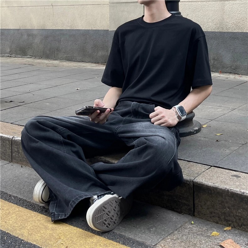 【有货】DCS918-P50高质量高级cleanfit垂感宽松阔腿拖地牛仔裤男,男装牛仔裤,星座603-2