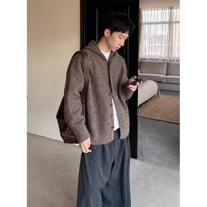 马海毛慵懒风双拉链连帽毛衣针织衫百花绒男女M7703,男装针织衫/毛衣,星座1116A（原606A-3）