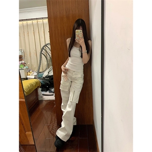 【网图】cleanfit纯白色工装裤男女同款美式多口袋裤子CCGZ04-P55图片