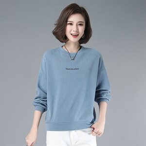 卫衣女2023春秋新款韩版宽松妈妈百搭洋气上衣字母刺绣长袖打底衫图片