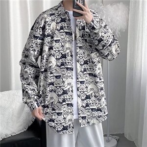 长袖印花衬衫男港风日系外套高质量C8027P35，男装衬衫，星座1116-2