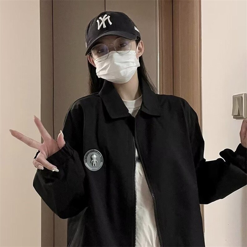 美式复古廓形短款立领加厚飞行员棒球服棉衣夹克春秋情侣款,男装夹克,星座506A