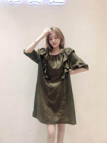 后背系带木耳花边裙，其它，雪莉雷拉