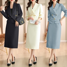高级感通勤职业套装裙女春秋2024新款气质西装半身裙套装两件套，女装套装/套裙，卡杰菲