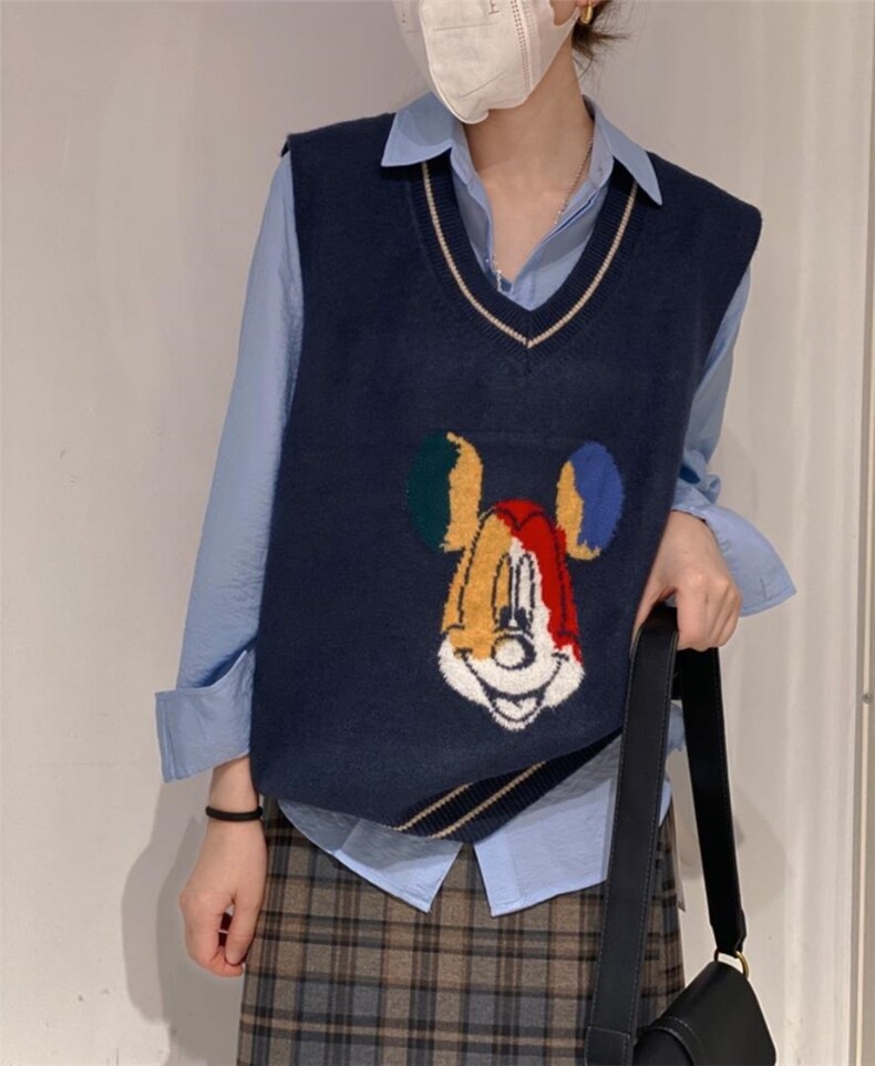 七彩米奇头马甲，女装马甲，驿谷