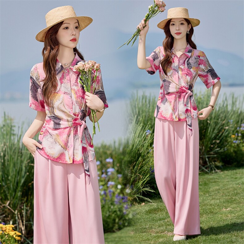现货！夏季新款2025套装女时尚气质优雅简约洋气时髦两件套,女装套装/套裙,涵墨