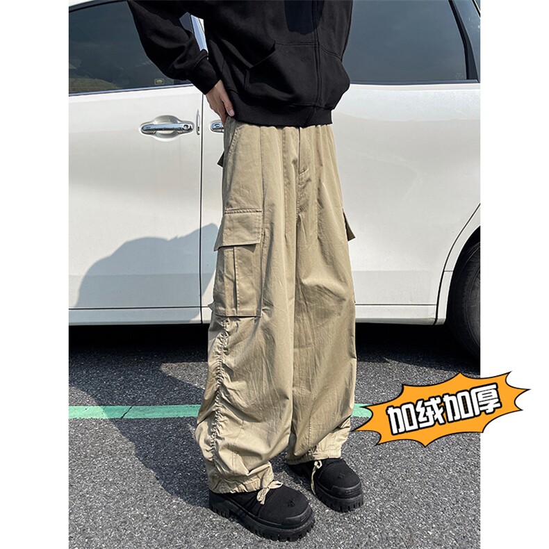 港风加绒加厚多口袋工装裤休闲裤长裤A014-DY25128-P70控98,男装休闲裤,电商A014
