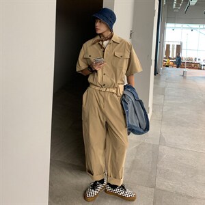【2025春夏】港风日系复古连体裤工装男连体衣女送皮带腰包,男装工装外套,星座112A