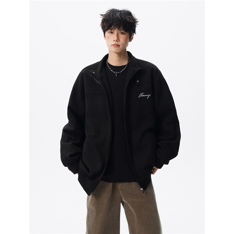 复古麂皮绒立领外套男女潮牌大码春秋飞行夹克美式外套JK5210/P80图片
