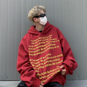 秋季oversize潮流宽松情侣外套美式高街潮牌连帽卫衣男 W7944-P48图片