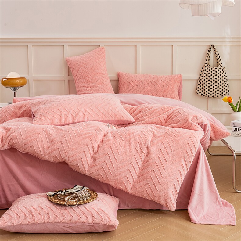 新款保暖舒适獭兔毛牛奶绒四件套系列，床品套件，一起卖家纺