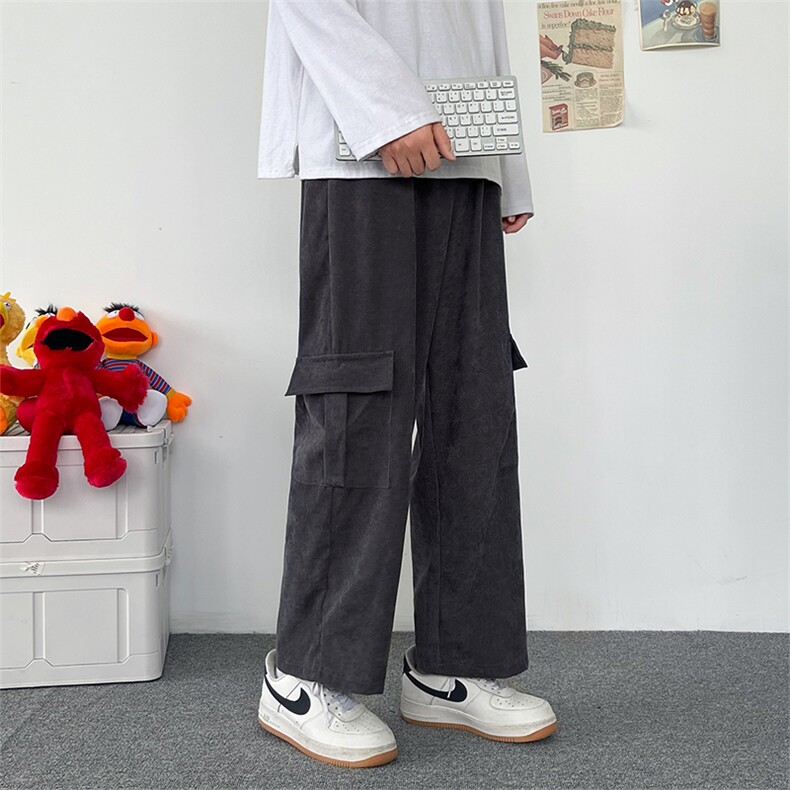 日系工装裤男夏复古休闲ins灯芯绒阔腿裤直筒宽松长裤K1211-P35,男装休闲裤,星座512-2