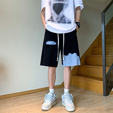 8XL-M特大码短裤男夏季新款大码vibe破洞拼接高街短裤DK1518P50，男装休闲裤，电商D206-1