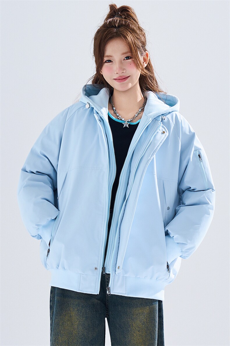 新款冬季大码羽绒棉服棉袄连帽假两件韩版宽松外套A436-2583-P95,男装棉衣,电商A436