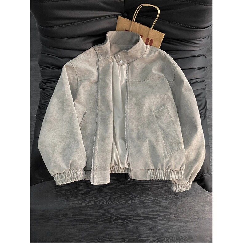 春季抖音得物品质扎染PU皮衣立领雾面皮夹克外套男6153-TP43，男装夹克，星座207