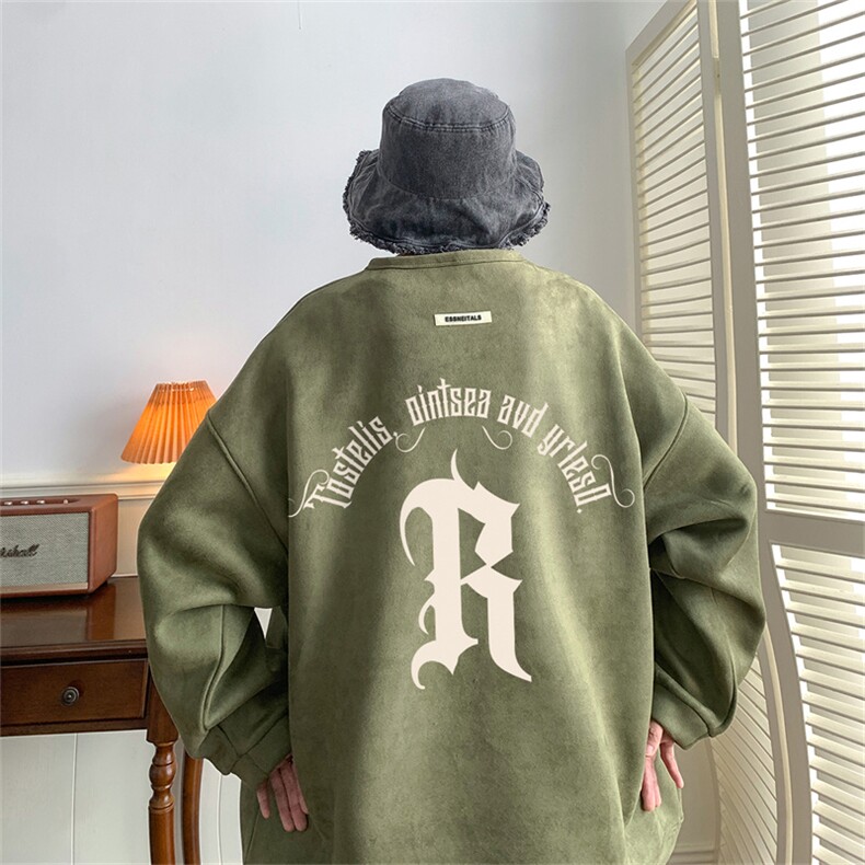 ！22秋季新款宽松大码港风R麂皮绒圆领卫衣JW1973-p50控68，男装卫衣，星座508（原C305）