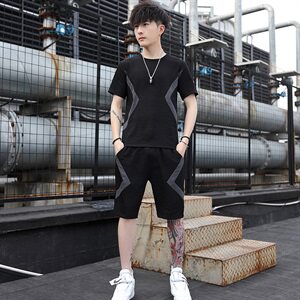 男士冰丝短袖T恤潮流休闲运动套装男装夏装一套衣服帅气T719-P50图片