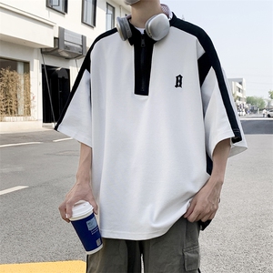 港风新款夏季时尚半拉链polo衫短袖印花撞色体恤控PL05572-P35图片