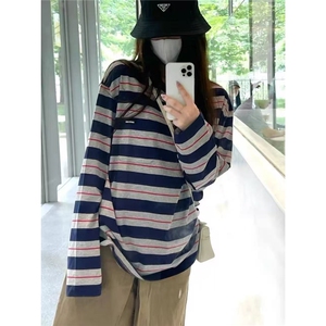 1066-P38 条纹长袖纯棉原版做法口袋图片