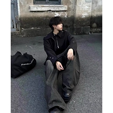 wassuphappy美式垫肩夹克男款秋冬季潮牌小众翻领高级感休闲外套，男装夹克，星座1210-1