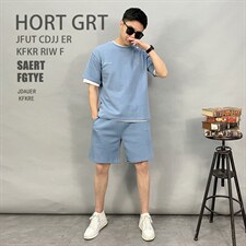 21013-p145 2025夏高档新款宽松休闲纯色短袖T恤短裤高品质套装图片