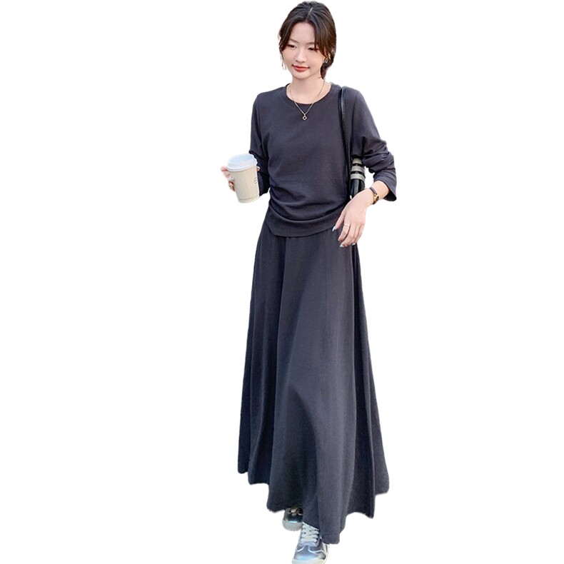 法式气质设计感修身上衣套装女2025春秋季新款显瘦高腰长裙两件套,女装套装/套裙,C位