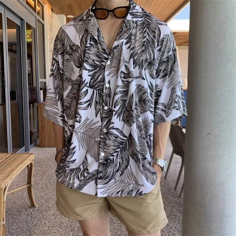 春夏宽松工装灵感设计休闲版型满身印精致翻领短袖衬衫CA506,男装T恤,星座1116A（原606A-3）